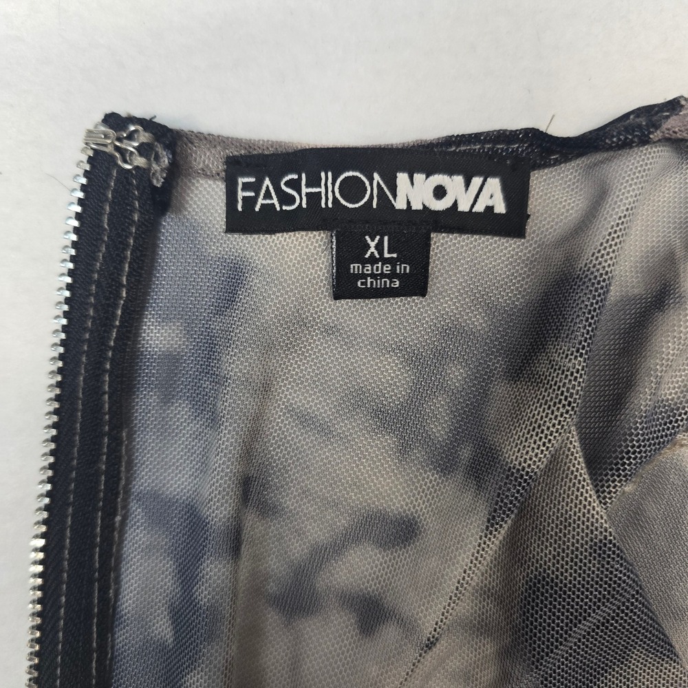 Fashion Nova Grey Tie Dye Mesh Corset Top Long Sleeve Halter XL Goth - Picture 5 of 9